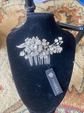 Silver Crystal Floral Hair Comb